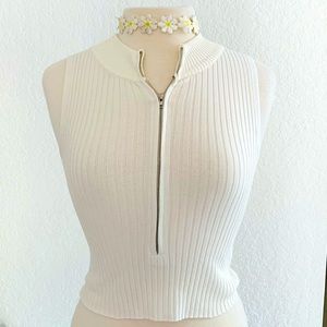White Knit Vest Zip Top 🕊